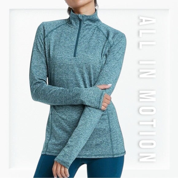 All in Motion Teal Space Dye Three Quarter Zip Up Long Sleeve Workout Top sz XL - Picture 1 of 11